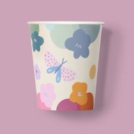 Vasos De Papel Flor Colorida Cumpleaños Dopamina Papel