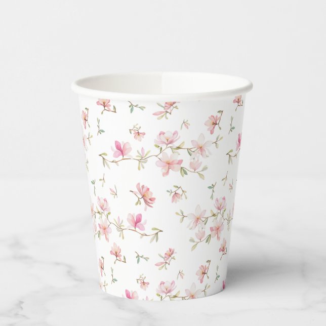 Vasos De Papel Flor de agua rosa suave (Izquierda)