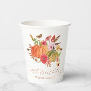 Vasos De Papel Flor de calabaza Caída Flor Silvestre 100 cumpleañ