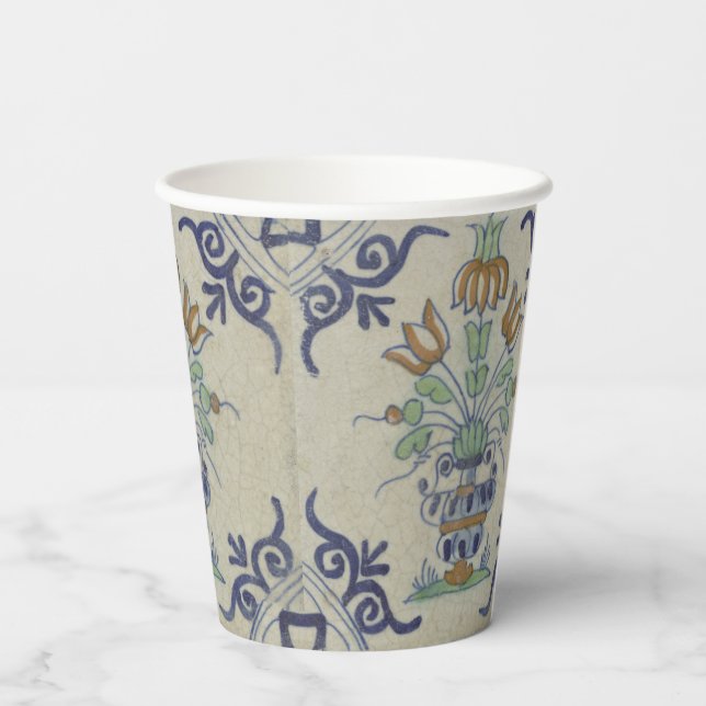 Vasos De Papel Flor De Cerámica Delft Tile Antiguo (Reverso )