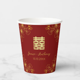 Vasos De Papel Flor de cerezo china boda roja