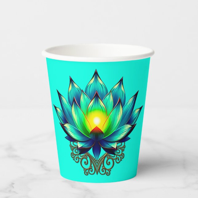 Vasos De Papel Flor de elegancia, Mystic Lotus. (Anverso)