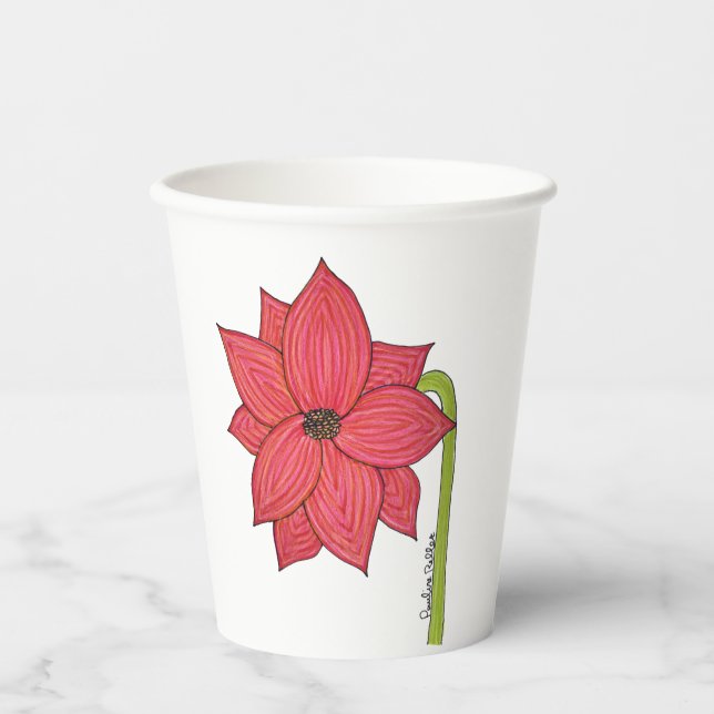 Vasos De Papel Flor de Estrella Roja (Anverso)