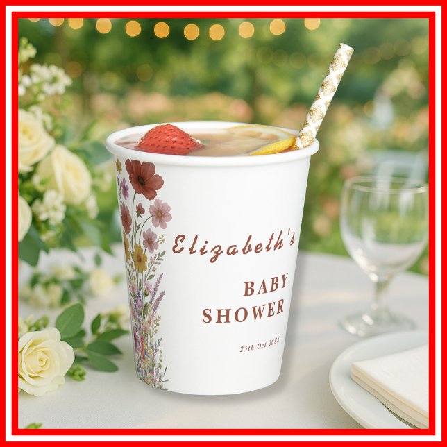 Vasos De Papel Flor de flores silvestres Naranja Floral Boho Baby (Subido por el creador)