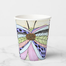 Vasos De Papel Flor de Mariposa en Blanco