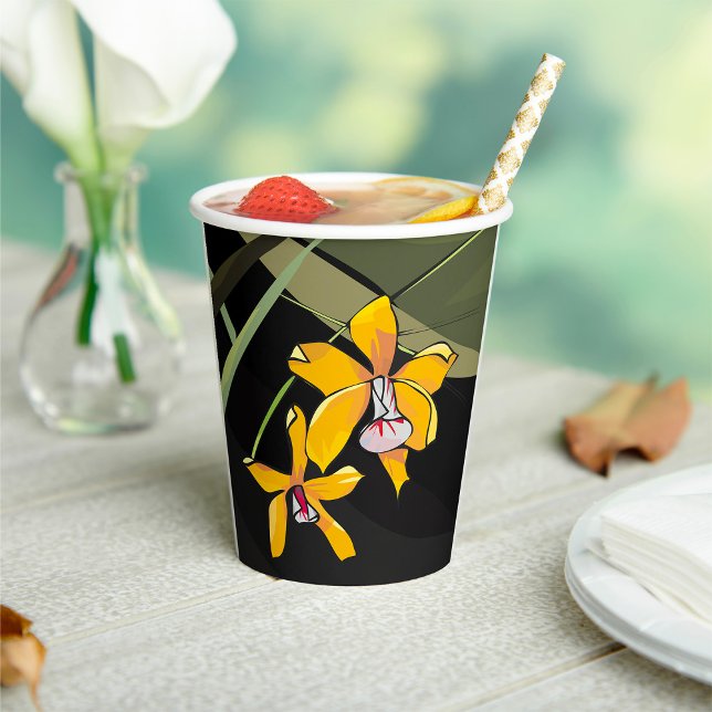 Vasos De Papel Flor de Orquídea Amarilla Botánica Tropical (Subido por el creador)