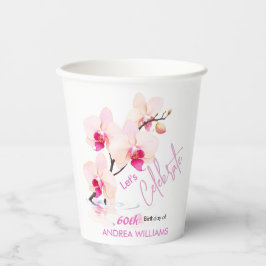 Vasos De Papel Flor de orquídea florece 60º cumpleaños