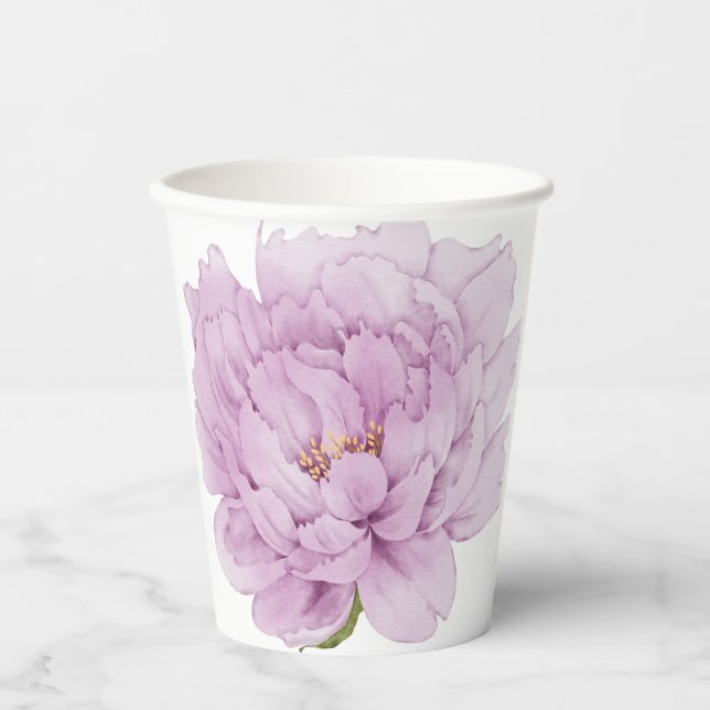 Vasos De Papel Flor de Peonía Ilustrada a Mano (Anverso)