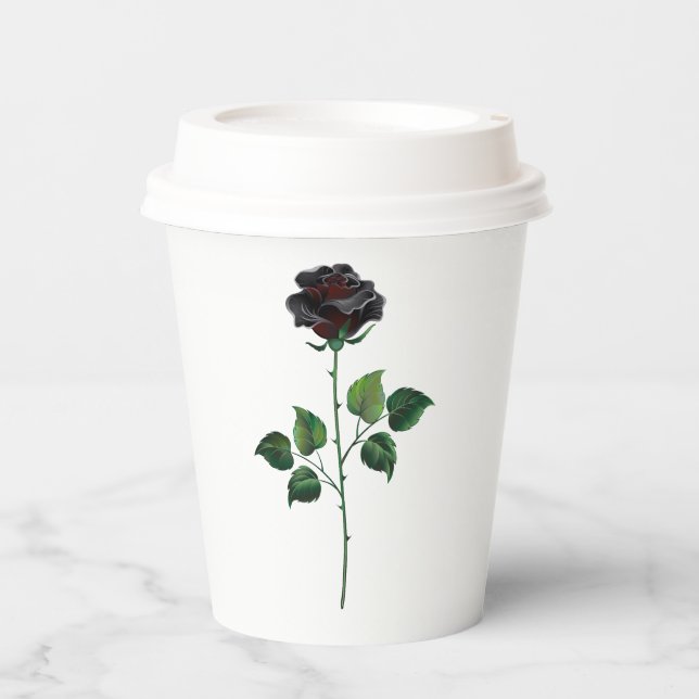Vasos De Papel Flor de rosa negra (Anverso)