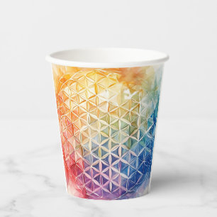 Vasos De Papel Flor de vida - Pintura de acuarela
