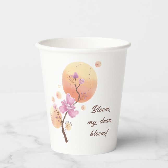 Vasos De Papel flor floreciente para ella (Anverso)