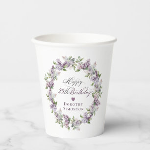 Vasos De Papel Flor púrpura púrpura de 25 años personalizada
