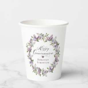 Vasos De Papel Flor Quinceanera Purple Lilac personalizada