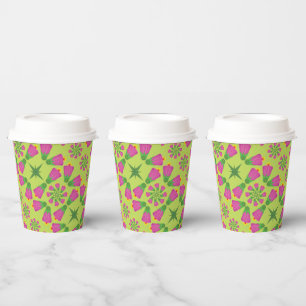Vasos De Papel Flor retro de campanilla Mandalas Copas de papel v
