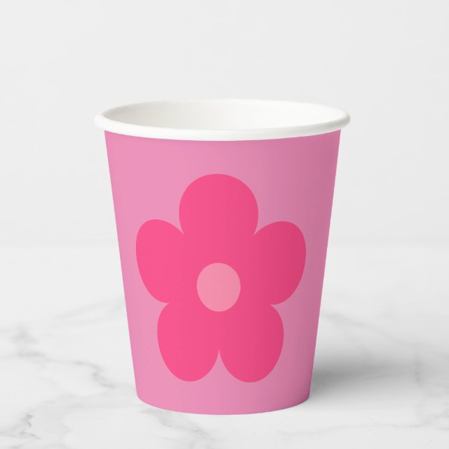 Vasos De Papel Flor rosa (Anverso)