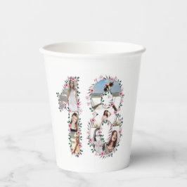 Vasos De Papel Flor rosa Chica  18 cumpleaños Collage de fotos bl