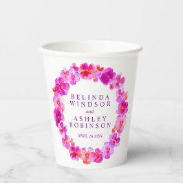 Vasos De Papel Flor rosa pansy flor corona acuarela boda de arte