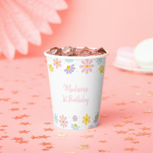 Vasos De Papel Flor rosa rosada de margarita