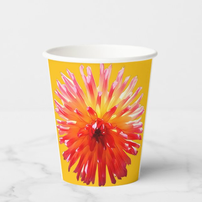 Vasos De Papel Flor rosa y amarilla (Anverso)