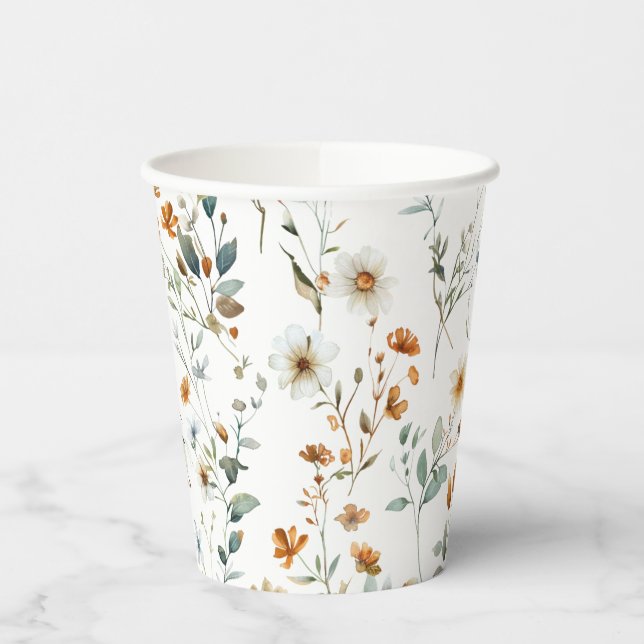 Vasos De Papel Flor silvestre acuática elegante (Izquierda)