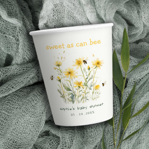 Vasos De Papel Flor silvestre amarilla dulce como Baby Shower neu
