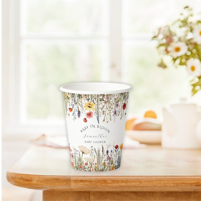 Vasos De Papel Flor silvestre Baby Shower en flor blanca encantad (Subido por el creador)