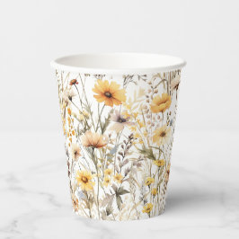 Vasos De Papel Flor Silvestre Boho Amarillo