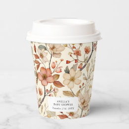 Vasos De Papel Flor silvestre Boho Ivory Terracotta Floral