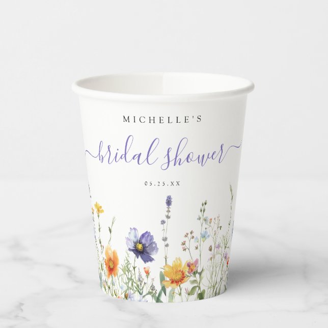 Vasos De Papel Flor silvestre ducha de novia (Izquierda)