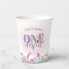 Vasos De Papel Flor silvestre Maravillosa mariposa 1er cumpleaños