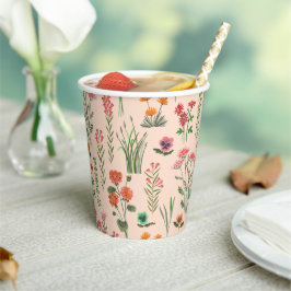 Vasos De Papel Flor silvestre Peach Bridal Shower
