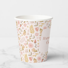 Vasos De Papel Flor silvestre rosa pastel