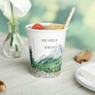 Vasos De Papel Flor silvestre rústica de montaña   Boda Boho 