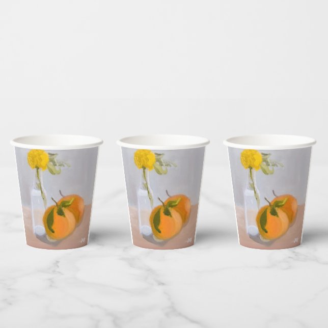 Vasos De Papel Flor silvestre y Naranjas (Multi)