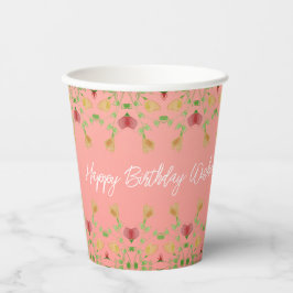 Vasos De Papel Flor suave rosa brillante