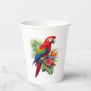 Vasos De Papel Flor tropical de macao rojo