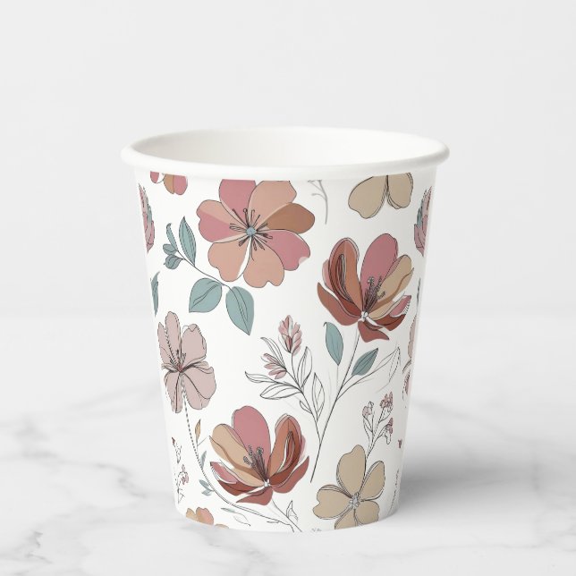 Vasos De Papel Floral (Anverso)