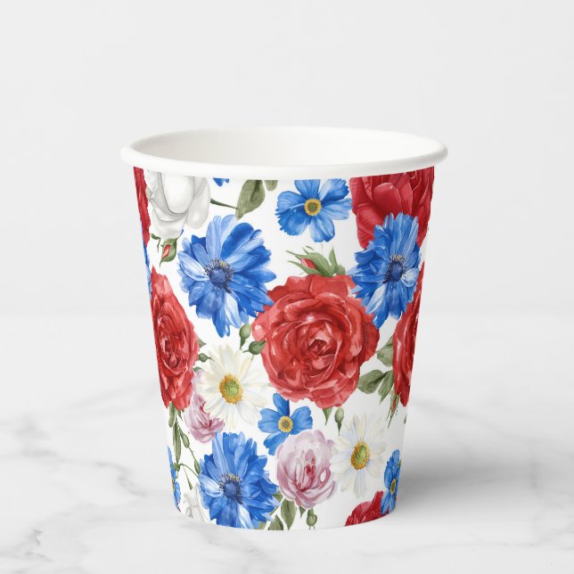 Vasos De Papel Floral 4 de julio (Anverso)