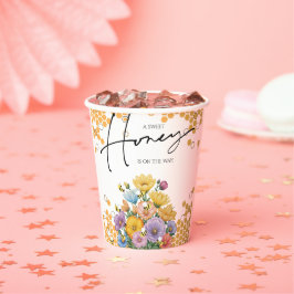Vasos De Papel Floral A Sweet Honey Aee Invitación Baby Shower