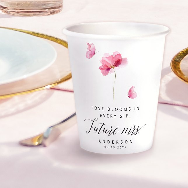 Vasos De Papel Floral Acuarela Rosa Elegante (Subido por el creador)