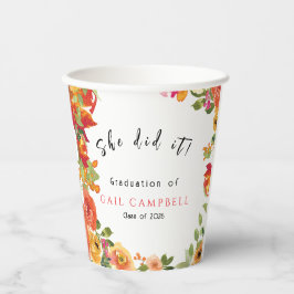 Vasos De Papel Floral acuática rosa y melocotón