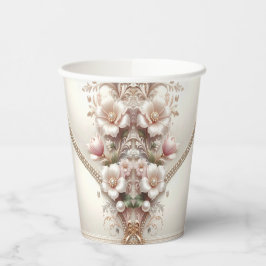 Vasos De Papel Floral and Pearl Embellishments Paper Cups