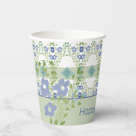 Vasos De Papel Floral azul con patrón