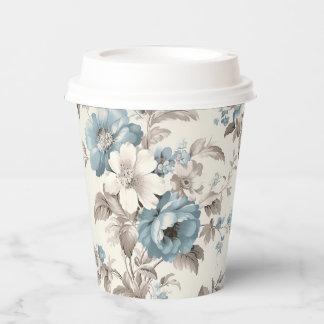 Vasos De Papel Floral azul/marrón claro bonito
