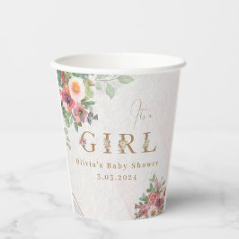 Vasos De Papel Floral Baby Girl Shower