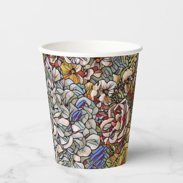 Vasos De Papel Floral botánica de vidrio templado (Anverso)