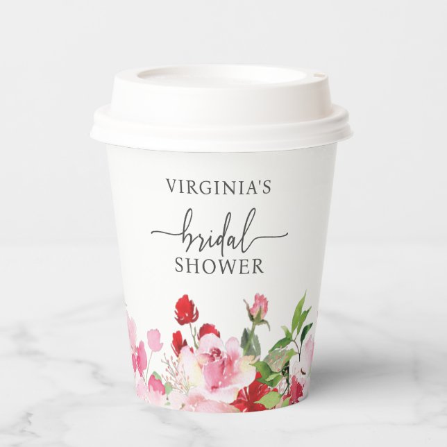 Vasos De Papel Floral Bridal Shower (Anverso)