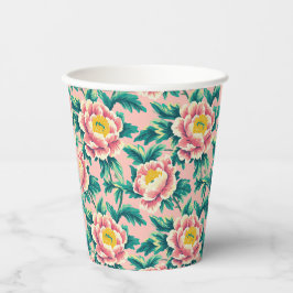 Vasos De Papel Floral Chinoiserie rosa audaz