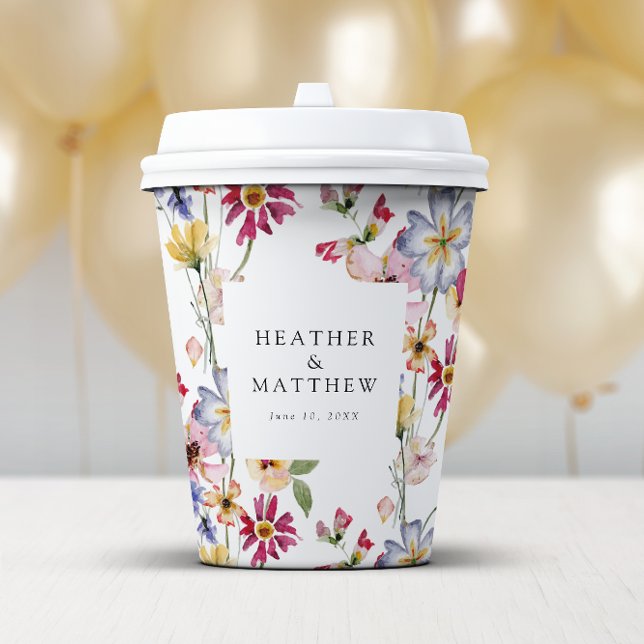 Vasos De Papel Floral Colorido (Colorful Watercolor Floral Paper Cups by Painted Paperie
)