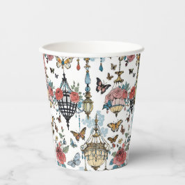 Vasos De Papel Floral de araña colgante con mariposas